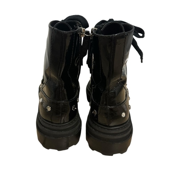 Schutz Combat Boots Rhinestone Black Lace Up Grunge Punk Leather Size 6.5 B - Picture 5 of 10